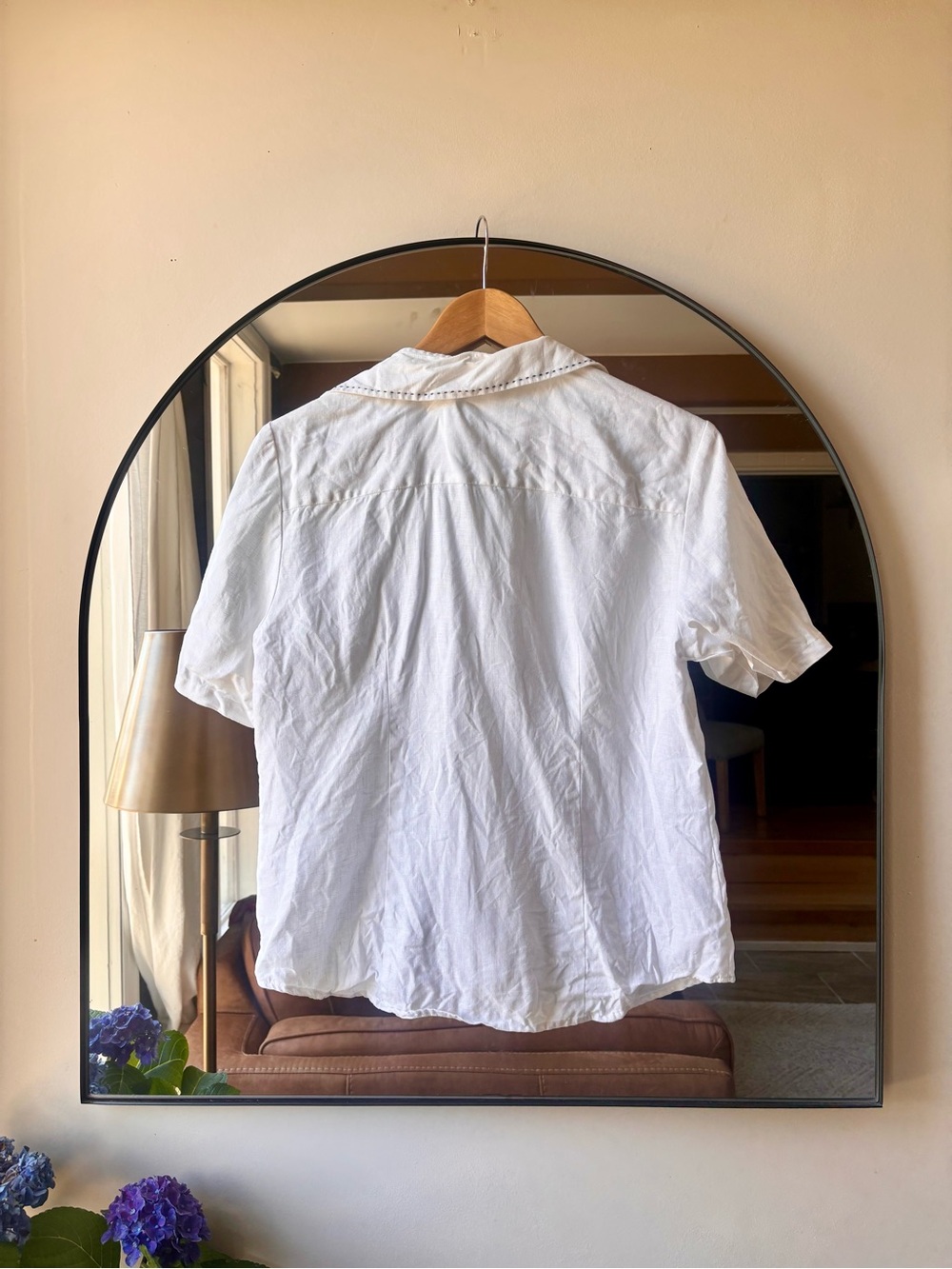 EDWARD | vintage Irish linen  shortsleeve blouse | size medium - Picture 4 of 5
